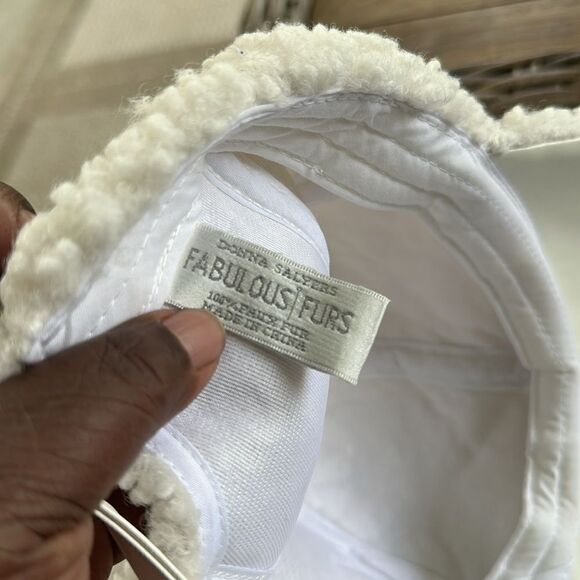 Fabulous Furs Ivory Faux Sherpa Pageboy Hat O/S - Picture 6 of 7